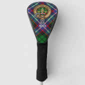 Clan Russell Crest over Tartan Golfheadcover (Voorkant)