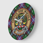 Clan Russell Crest over tartan Grote Klok (Hoek)