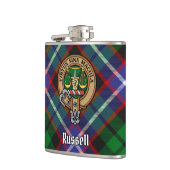 Clan Russell Crest over tartan Heupfles (Links)