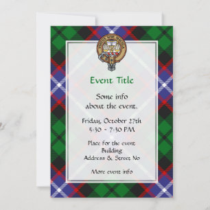 Clan Russell Crest over tartan Kaart