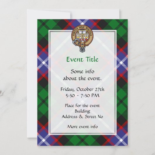 Clan Russell Crest over tartan Kaart (Voorkant)