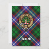 Clan Russell Crest over tartan Kaart (Achterkant)