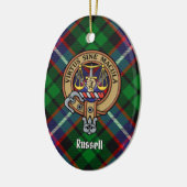 Clan Russell Crest over tartan Keramisch Ornament (Links)