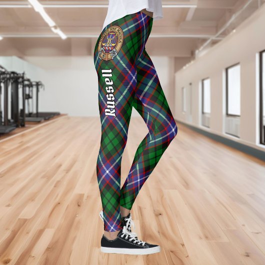 Clan Russell Crest over tartan Leggings