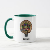 Clan Russell Crest over Tartan Mok (Links)
