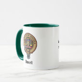 Clan Russell Crest over Tartan Mok (Voorkant links)