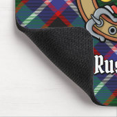 Clan Russell Crest over tartan Muismat (Hoek)