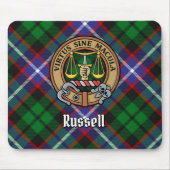 Clan Russell Crest over tartan Muismat (Voorkant)