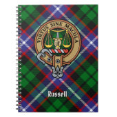 Clan Russell Crest over tartan Notitieboek (Voorkant)