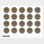 Clan Russell Crest over tartan Ronde Sticker (Vel)