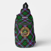 Clan Russell Crest over tartan Sling Bag (Voorkant)