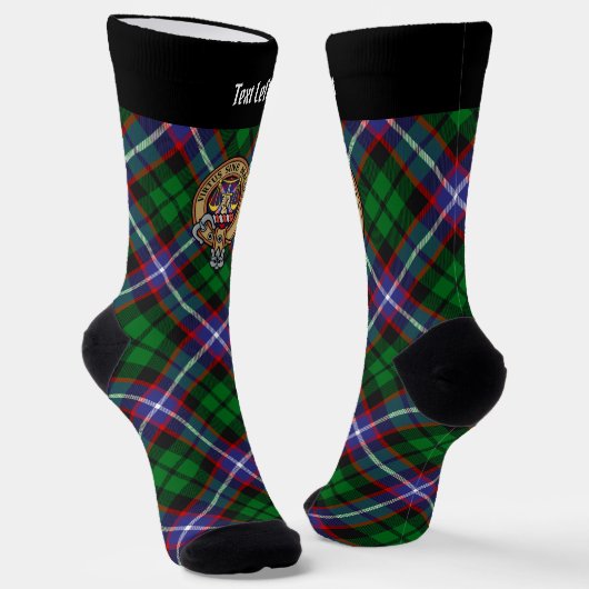 Clan Russell Crest over tartan Sokken (Gebogen)
