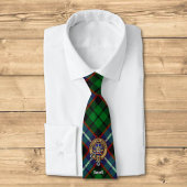 Clan Russell Crest over tartan Stropdas