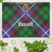 Clan Russell Crest over Tartan Theedoek (Gevouwen)