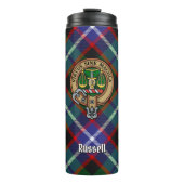 Clan Russell Crest over tartan Thermosbeker (Voorkant)
