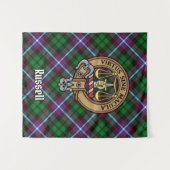 Clan Russell Crest over tartan Wandkleed (Voorkant (horizontaal))