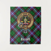Clan Russell Crest over tartan Wandkleed (Voorkant)