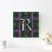 Clan Russell Letter R Monogram Tartan Vierkante Klok (Huis)