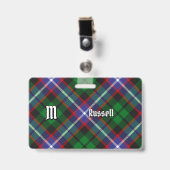 Clan Russell Tartan Badge (Voorzijde met clip)