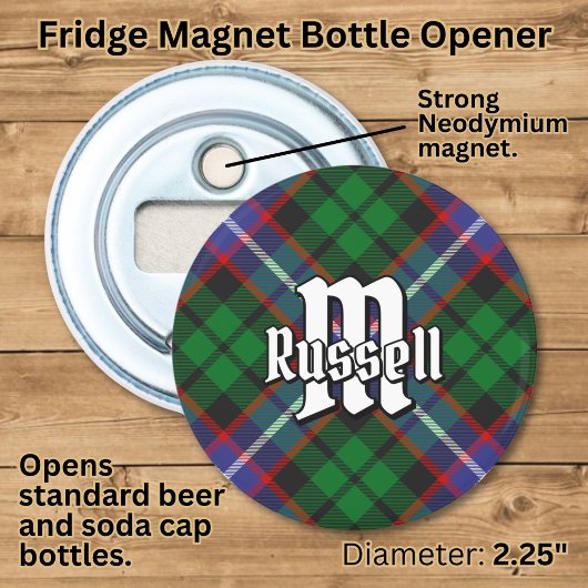 Clan Russell Tartan Button Flesopener