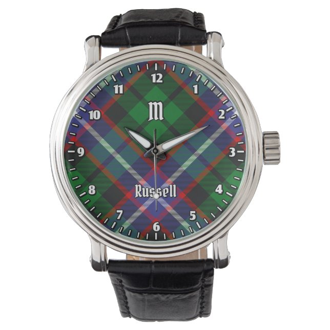 Clan Russell Tartan Horloge (Voorkant)