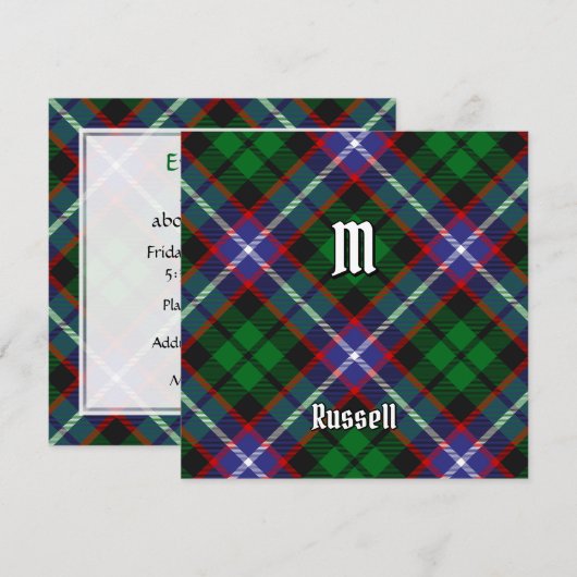 Clan Russell Tartan Kaart (Voorkant / Achterkant)
