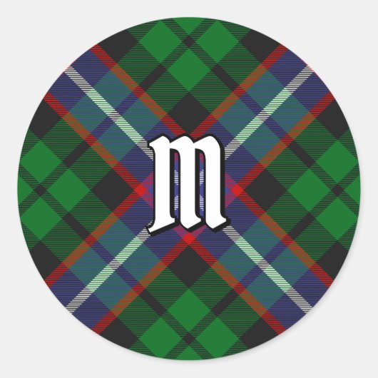 Clan Russell Tartan Ronde Sticker (Voorkant)