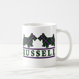 Clan Russell Tartan Scottish Scottie Dogs Koffiemok
