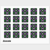 Clan Russell Tartan Vierkante Sticker (Vel)