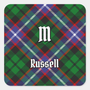 Clan Russell Tartan Vierkante Sticker