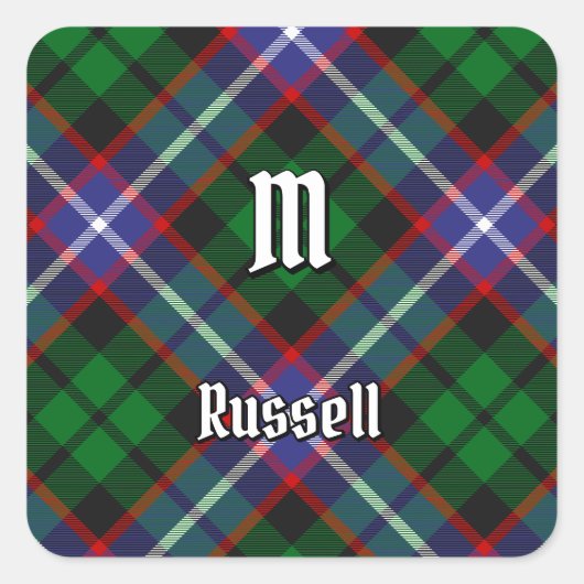 Clan Russell Tartan Vierkante Sticker (Voorkant)