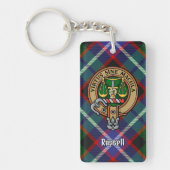 Clan Russell Wapen over Tartan Sleutelhanger (Voorkant)