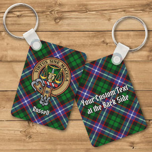 Clan Russell Wapenschild over Tartan Sleutelhanger