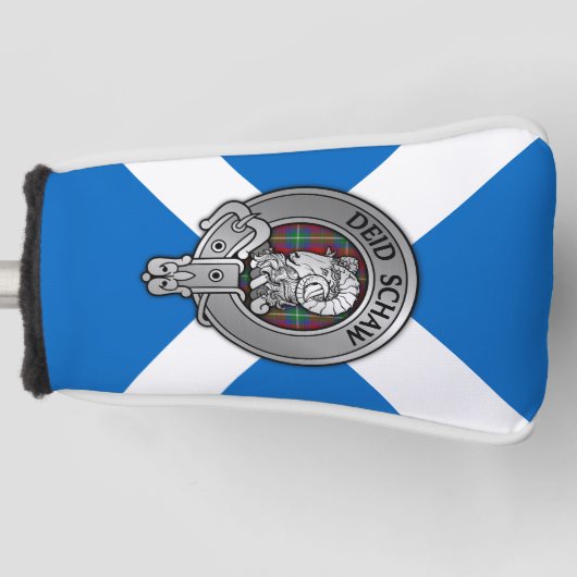 Clan Ruthven Crest & Tartan op Saltire Golfheadcover (Voorkant)