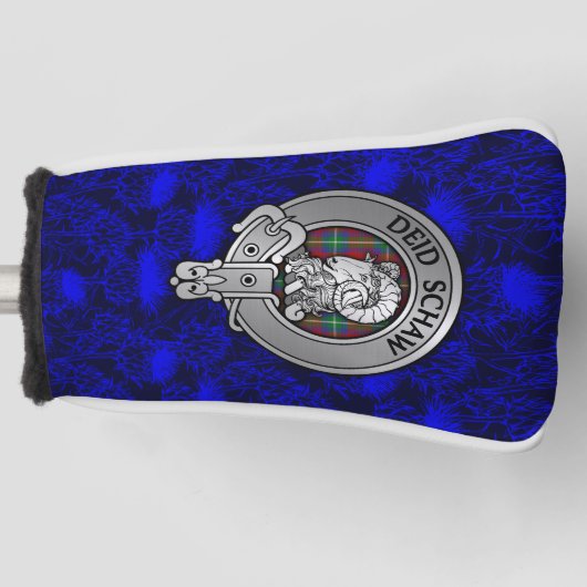 Clan Ruthven Crest & Tartan op Thistle Golfheadcover (Voorkant)