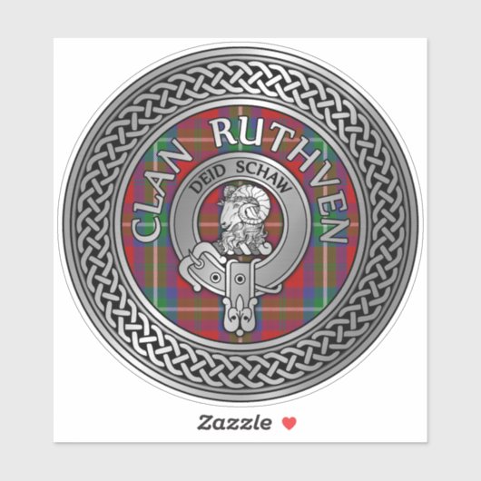 Clan Ruthven Crest & Tartan Sticker (Vel)