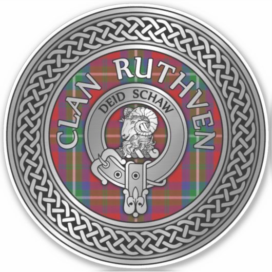Clan Ruthven Crest & Tartan Sticker (Voorkant)