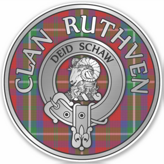 Clan Ruthven Crest & Tartan Sticker (Voorkant)