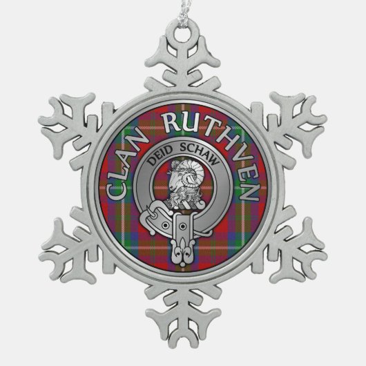 Clan Ruthven Crest & Tartan Tin Sneeuwvlok Ornament (Voorkant)