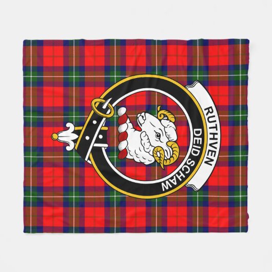 Clan Ruthven Tartan Pset Fleece Deken (Voorkant (Horizontaal))