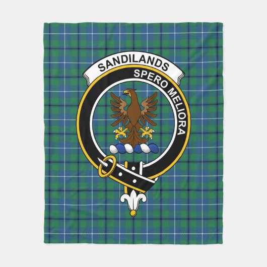 Clan Sandilands Ancient Tartan Pset Fleece Deken (Voorkant)