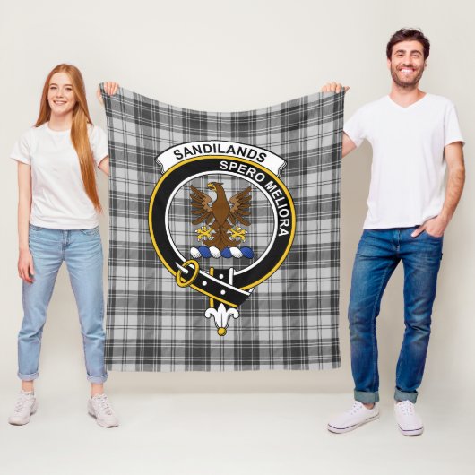 Clan Sandilands Gray Tartan Pset Fleece Deken (In situ)