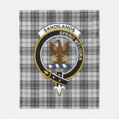 Clan Sandilands Gray Tartan Pset Fleece Deken (Voorkant)