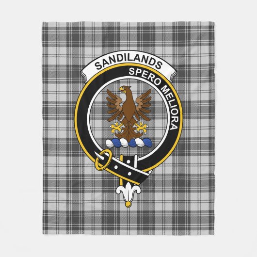 Clan Sandilands Gray Tartan Pset Fleece Deken (Voorkant)
