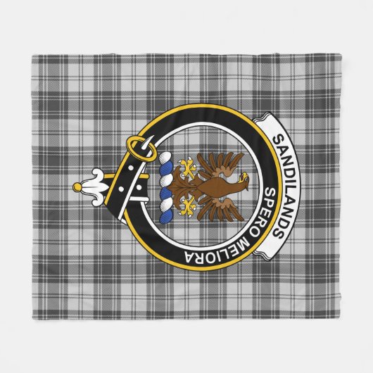 Clan Sandilands Gray Tartan Pset Fleece Deken (Voorkant (Horizontaal))