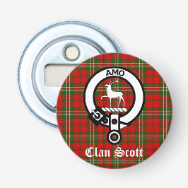 Clan Scott Crest Badge en Tartan Button Flesopener