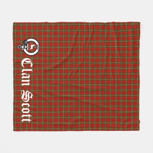 Clan Scott Crest Badge en Tartan Fleece Deken (Voorkant (Horizontaal))