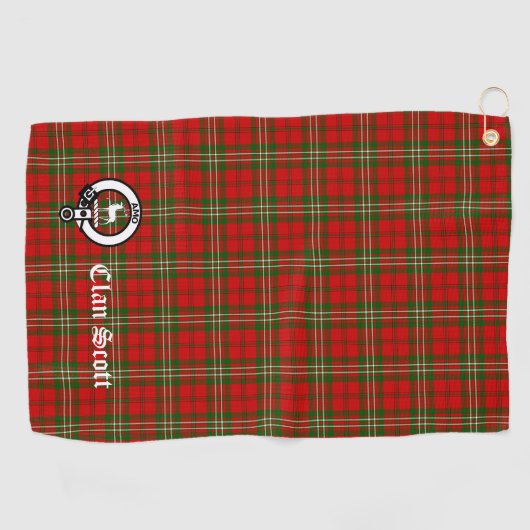 Clan Scott Crest Badge en Tartan Golfhanddoek (Horizontaal)