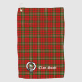 Clan Scott Crest Badge en Tartan Golfhanddoek (Voorkant)