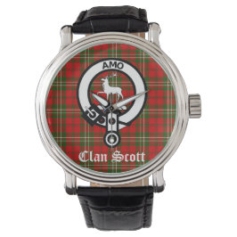Clan Scott Crest Badge en Tartan Horloge